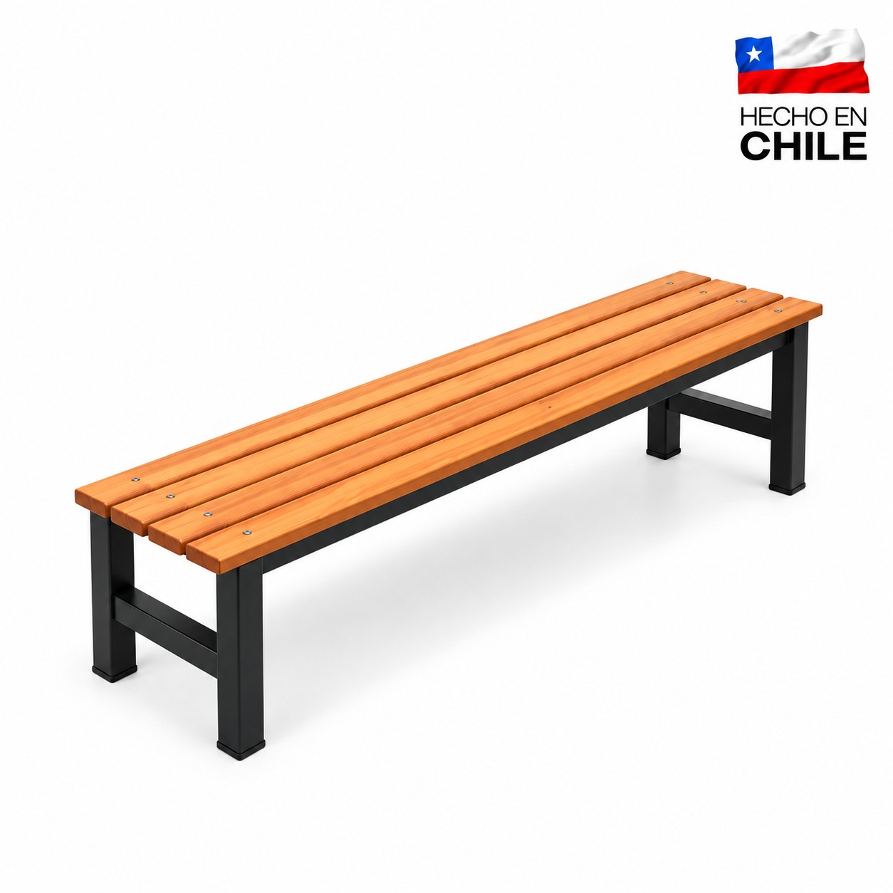 Banca Simple 1,5 Metros para Camarín – Metal y Madera