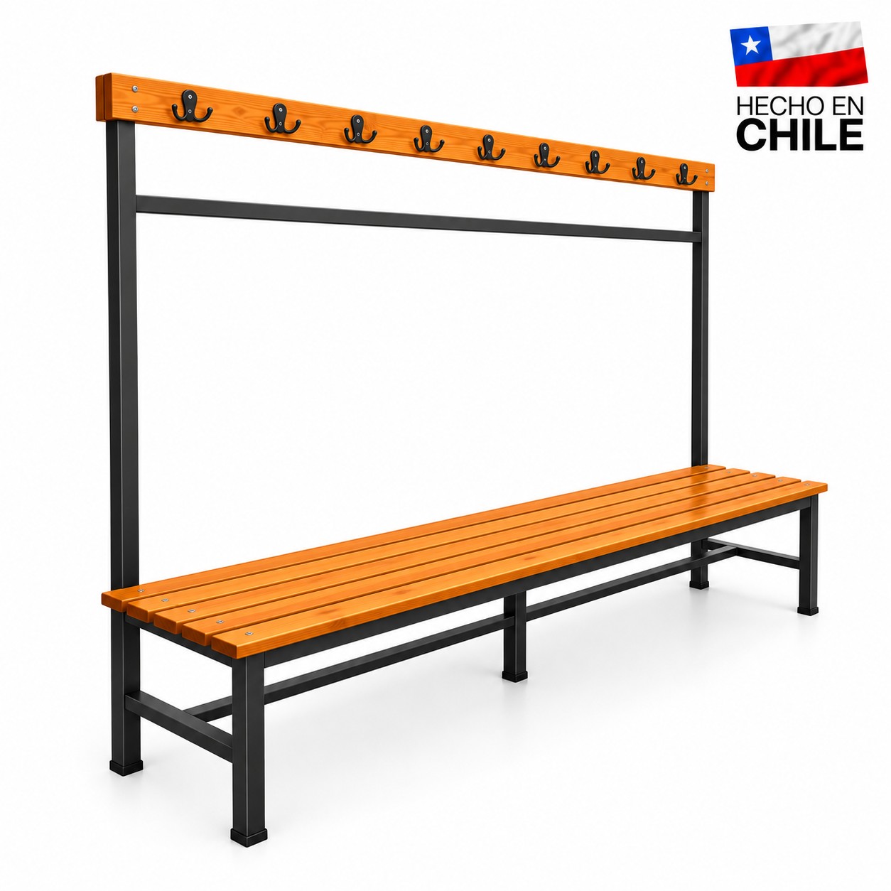 Banca Simple con Perchero 2 Metros para Camarín